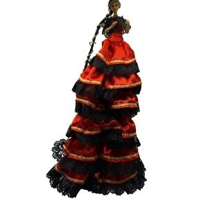 Duck House 14.5 Spanish Flamenco Red Satin Black Lace Vintage Cultural Aesthetic